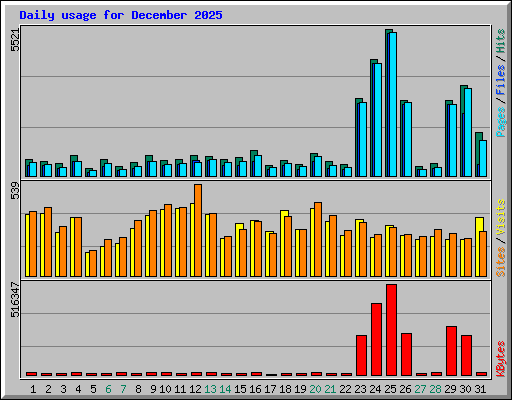 Daily usage for December 2025